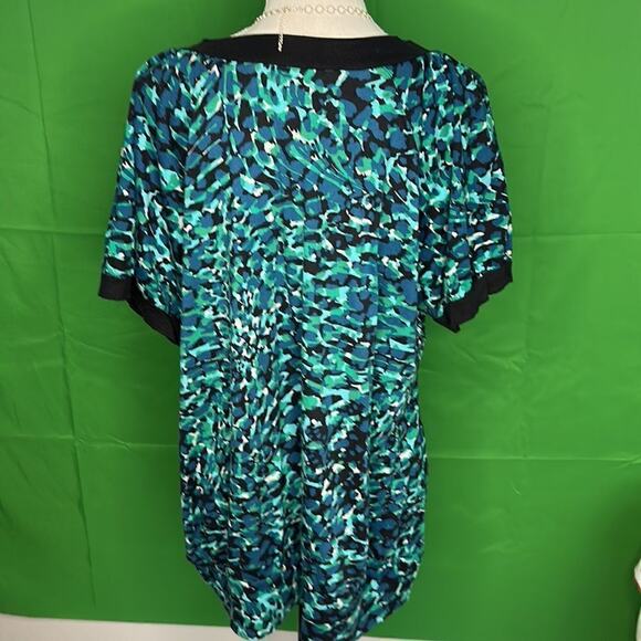Woman’s ANA BLUE GREEN BLOUSE Size 1X - Picture 3 of 9